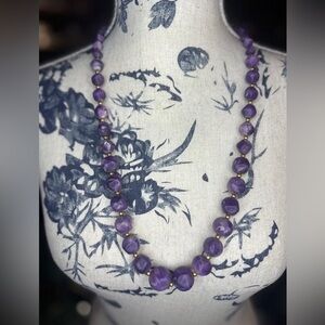 Vintage‎ 28-Inch Purple Marbled Beaded Necklace – Long Statement Jewelry